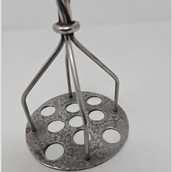 Vintage Hand Hammered Pewter Lucite Potato Masher Kitchen Utensil Artisan Craft - Picture 3 of 6